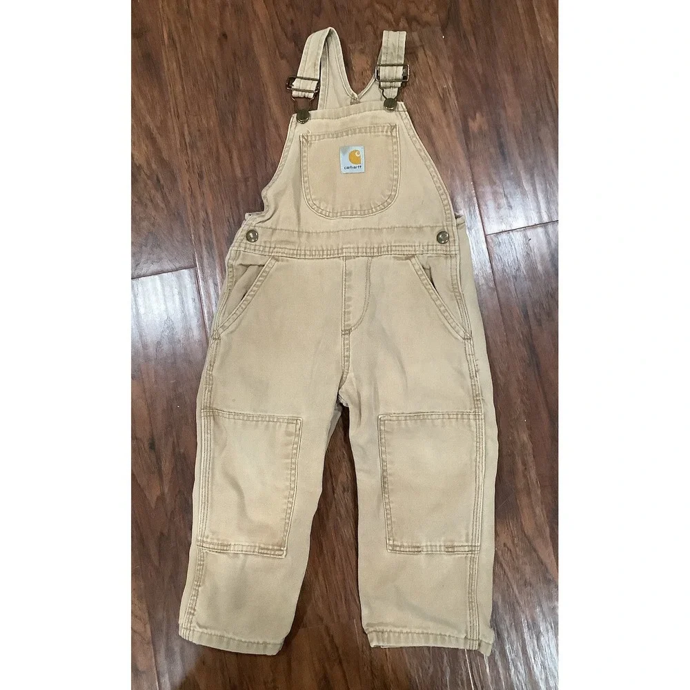 Carhartt Kids Canvas Bib Overalls  Brown Double Knee Outdoor Farm
